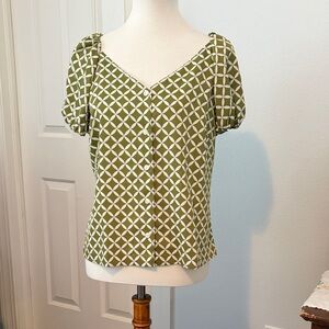 Ann Taylor Olive Lattice Blouse